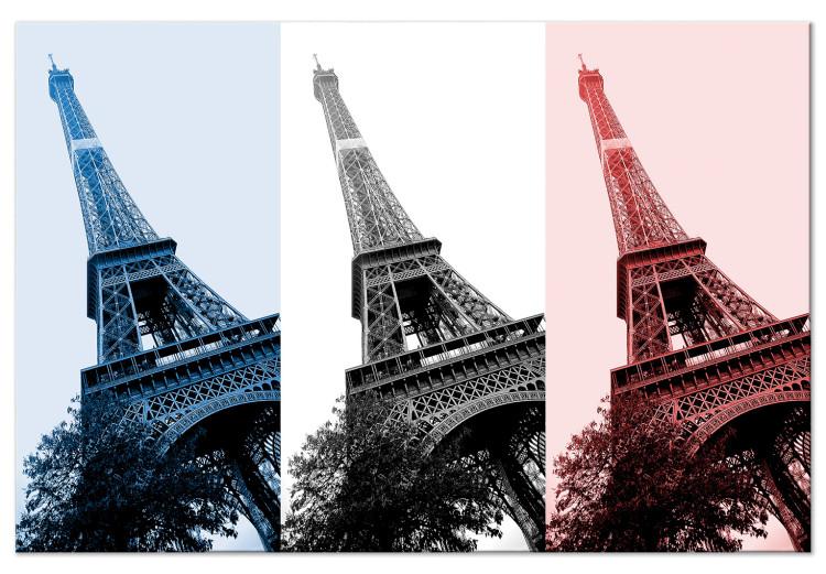 Canvas Print Parisian Collage (1-piece) - Eiffel Tower in the national colors of the country