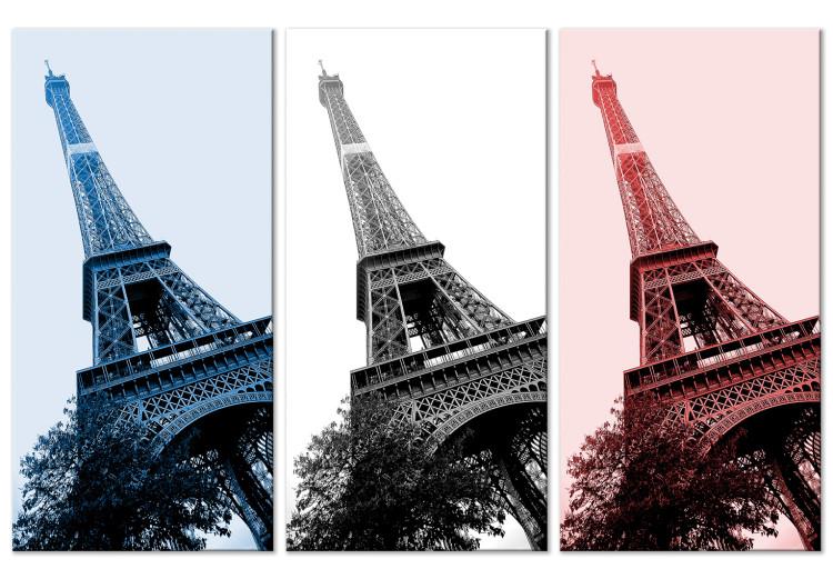 Canvas Print Paris Trio (3-piece) - city architecture in the colors of France