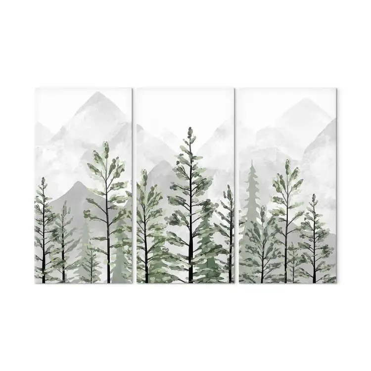 Mountain Nature (3-piece) - green trees against the backdrop of jagged mountains