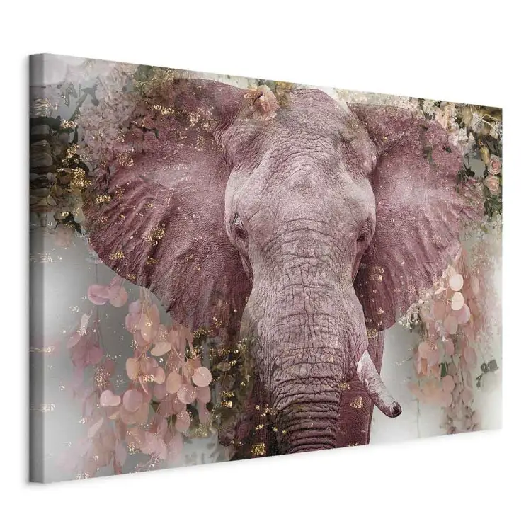 Pink Elephant - king of the savannah in flowers and gold petals