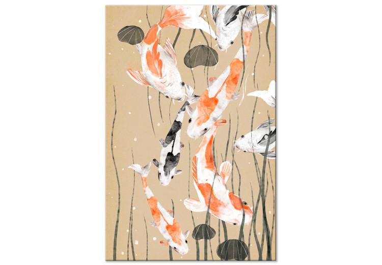 Canvas Print Koi Fish (1-piece) - Japanese carp in water among seaweed