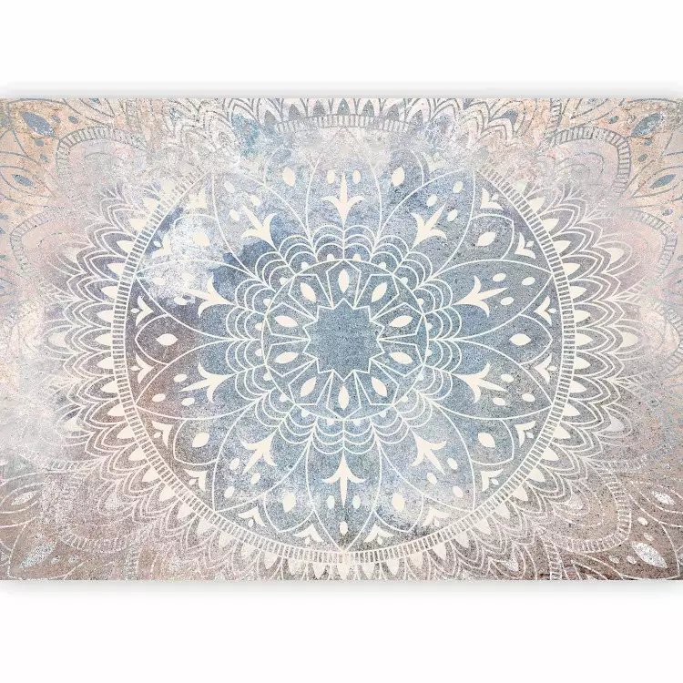 Mandala - Bright Ornament in Cream Color on a Blue Background