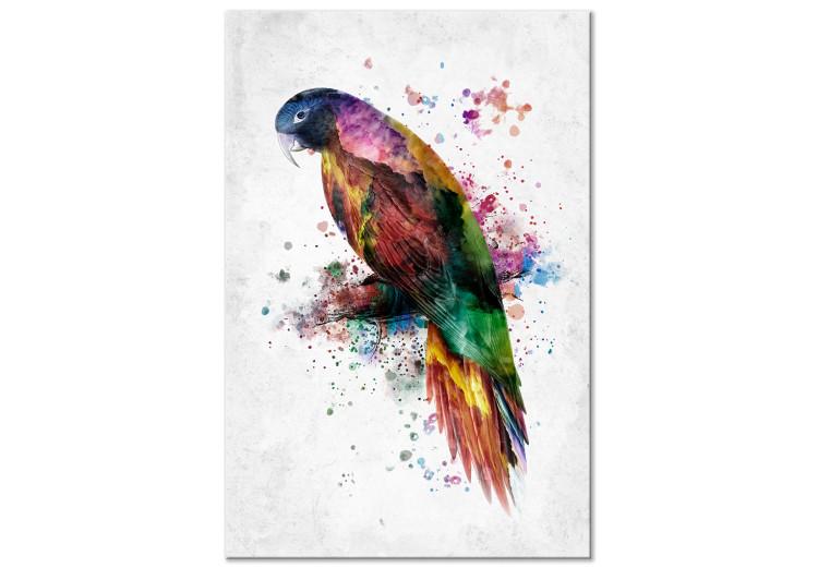 Canvas Print Rainbow Bird (1-piece) - colorful macaw parrot painted with watercolors