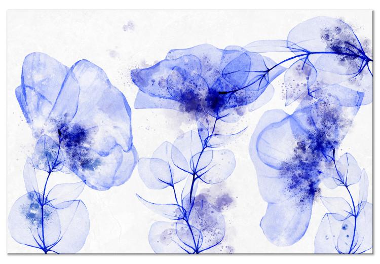 Canvas Print Blue Flowers (1-piece) - plants painted with watercolors and ink
