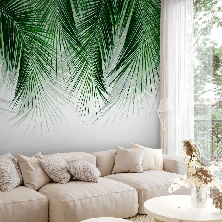 Under a Tropical Plant - Branchy Palm Twigs With Green Leaves