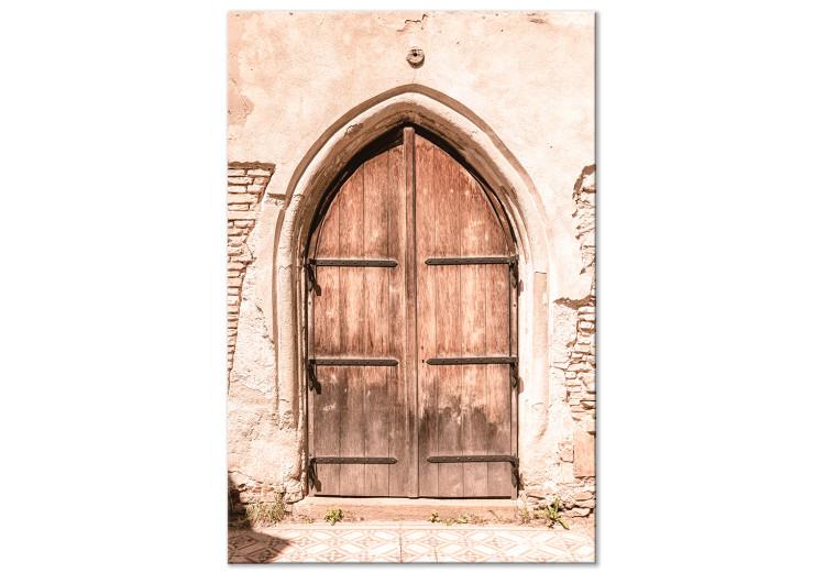 Canvas Print Mysterious Gates (1-piece) - urban landscape with a wooden gate