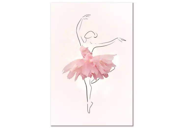 Ballerina (1-piece) - woman's line art in a pink floral dress