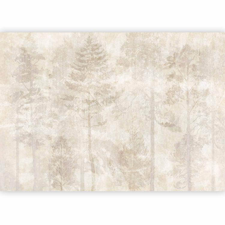 Sleepy Forest - Graphics With Trees on a Stone Beige and Cream Background