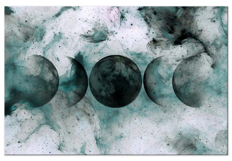 Canvas Print Phases of the Planet (1-piece) - abstraction in turquoise-black colors