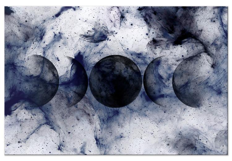 Canvas Print Black Planets (1-piece) - abstraction in white-navy space