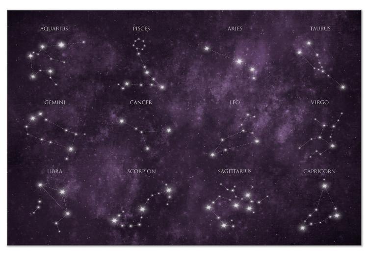 Canvas Print Landscape in Space (1-piece) - stars and names of their constellations