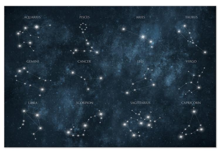 Canvas Print Zodiac Space (1-piece) - star constellations in a dark landscape
