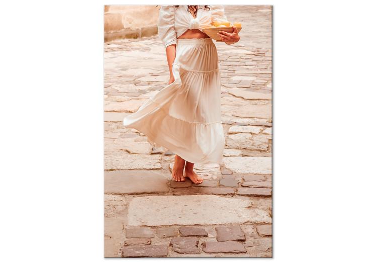 Canvas Print Lady with Lemons (1-piece) - woman in a white skirt and fruits
