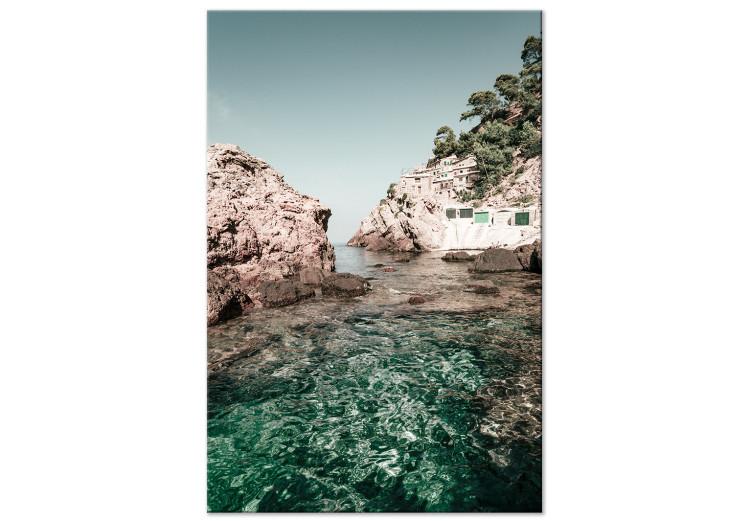 Canvas Print Houses in the Balearics (1-piece) - seascape with rocks in the background