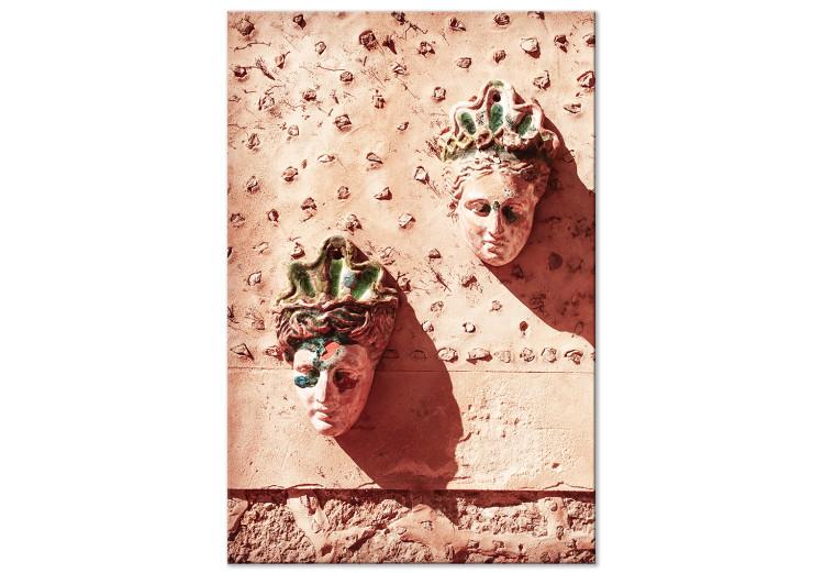 Canvas Print Spanish Masks (1-piece) - stone sculptures in vintage style