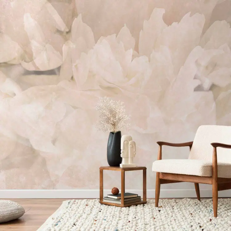 Creamy Peony Petals - Delicate Flower Interior in Light Sepia