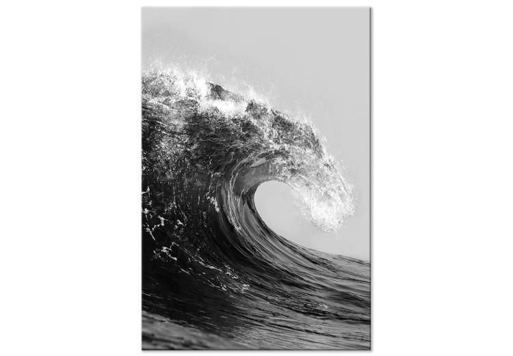 Canvas Print Sea in Black and White (1-piece) - unique seascape with a wave