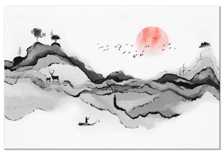 Canvas Print Watercolor Mountains (1-piece) - beautiful natural landscape in Japanese style