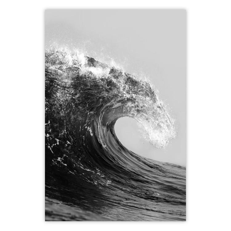 Poster Black and White Wave - Photo of Foaming Sea Water