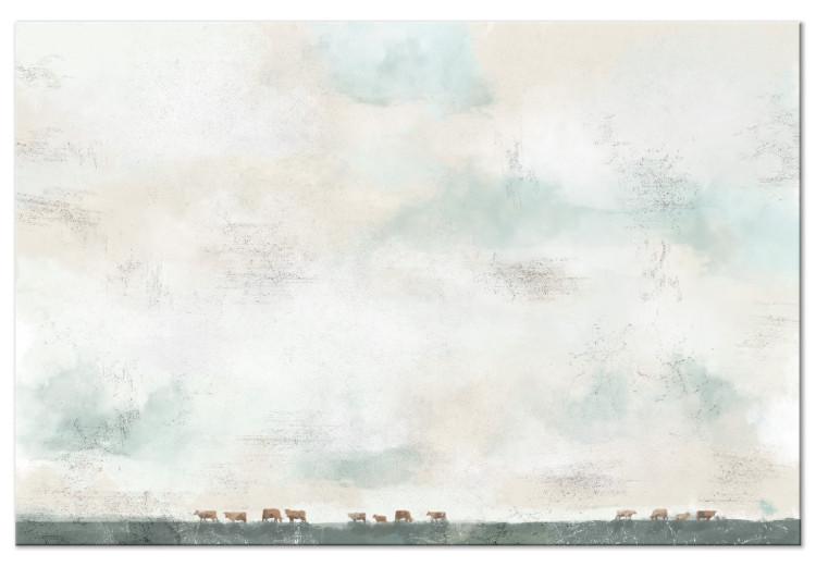 Canvas Print Prairie View (1-piece) - abstraction with animals against the sky