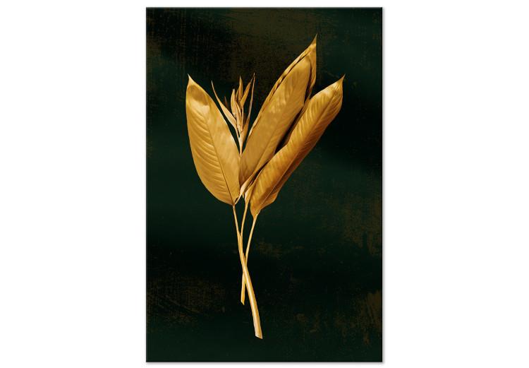 Canvas Print Bouquet of Leaves (1-piece) - landscape with golden foliage on a black background