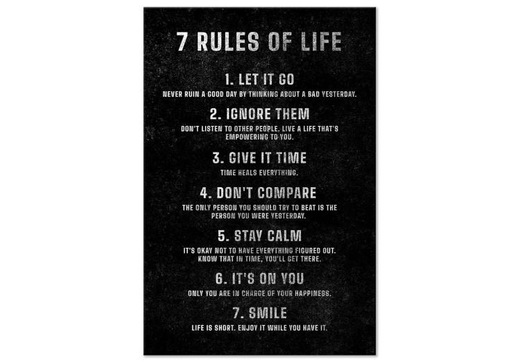 Canvas Print Life Rules - Motivating Text on Black Background