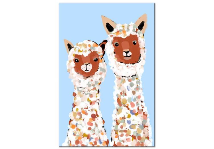 Canvas Print Two Llamas - Happy Animals Painted With Colorful Spots