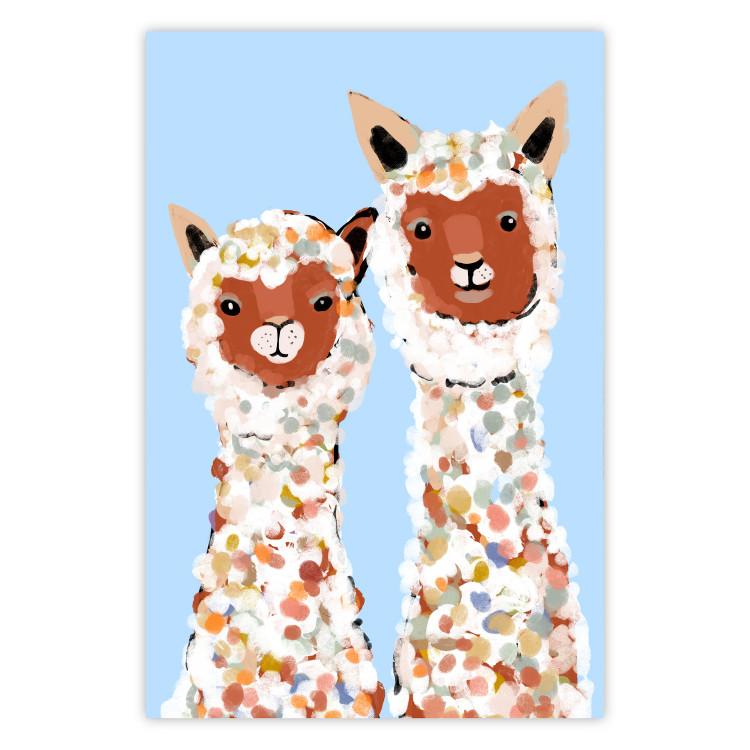 Poster Two Llamas - Cheerful Animals Painted With Colorful Spots