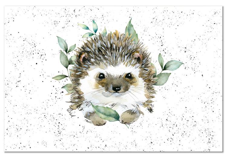 Canvas Print Hedgehog - Cute Painted Animals and Plants on a Stain Background