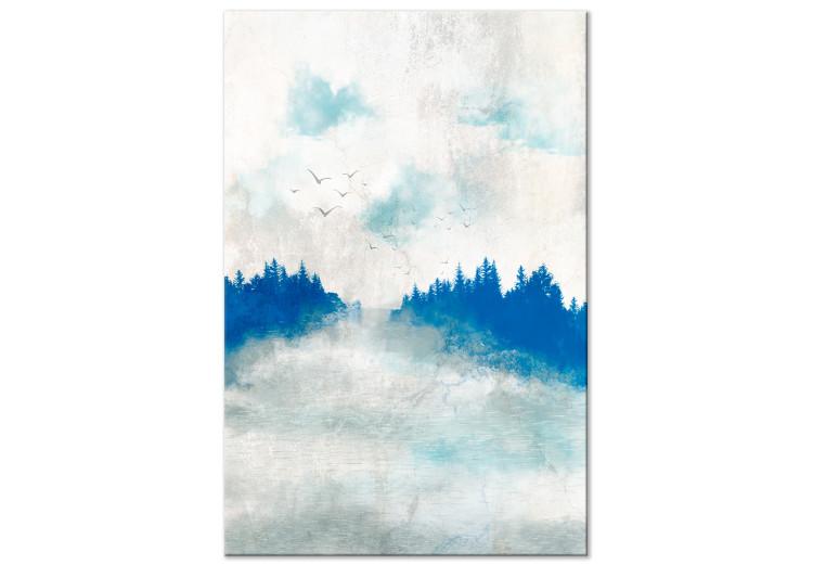 Canvas Print Blue Forest - Painted Hazy Landscape in Blue Tones