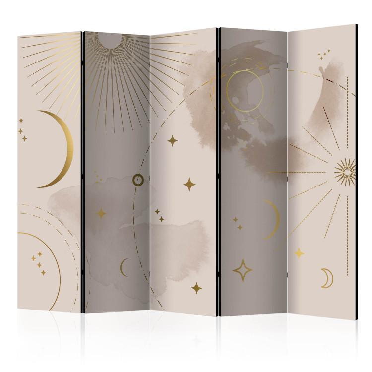 Room Divider Golden Constellation - Geometric Elements of the Sky by Day and Night