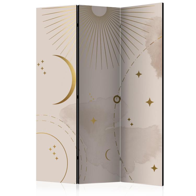 Room Divider Golden Constellation - Geometric Shapes of the Moon and Stars