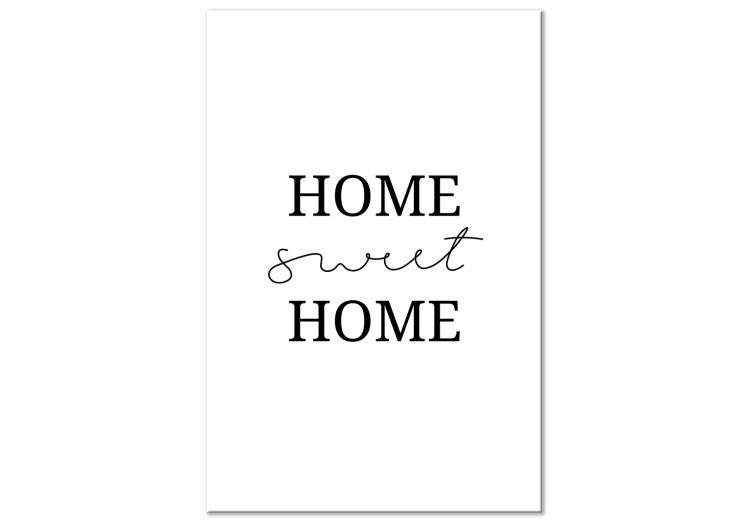 Canvas Print Sweet Home - Minimalist Black Lettering on a White Background