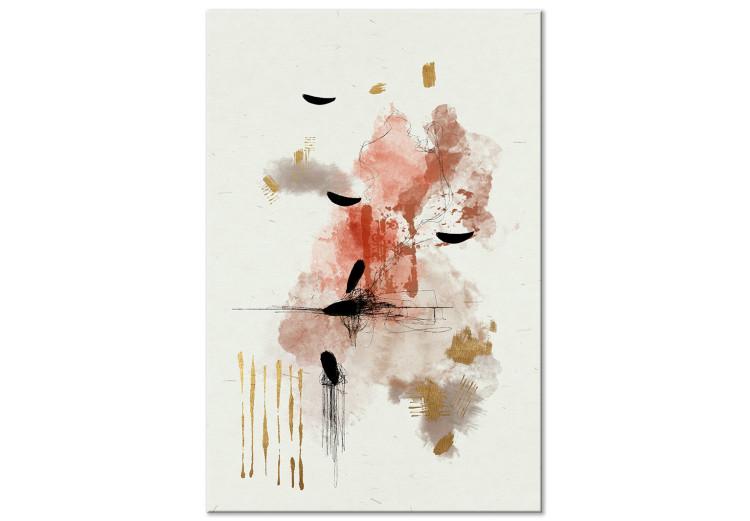 Canvas Print Abstraction in Warm Tones - Watercolor Stains of Color and Traces of Gold