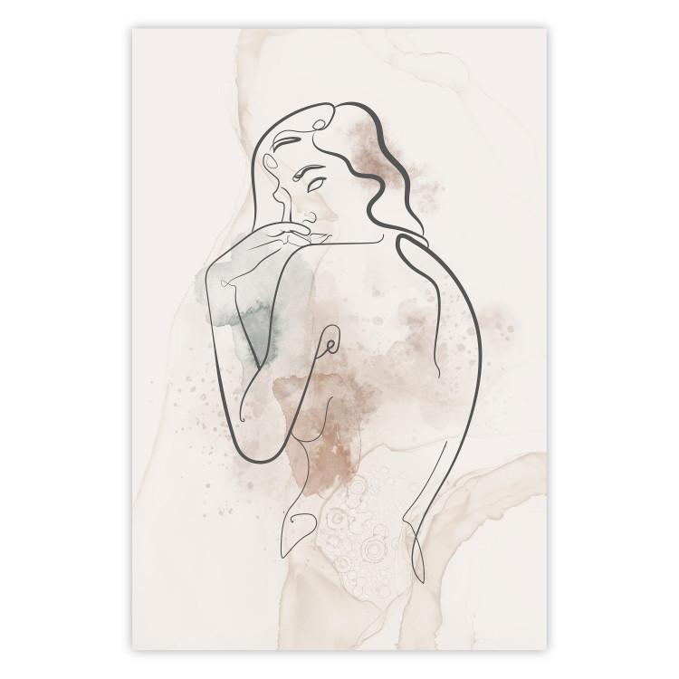Poster Ashamed Lady - Linear Representation of a Female Figure