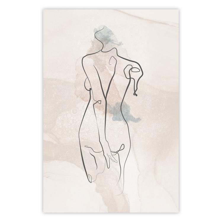 Poster Standing in the Sun - Female Figure Drawn With Lines