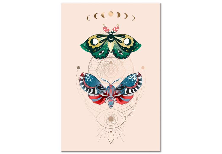 Canvas Print Magic Insects - Colorful Moths and Geometric Esoteric Signs