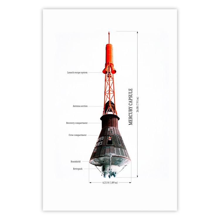 Poster Mercury Capsule - Technical Projection of a Spacecraft on a Scale