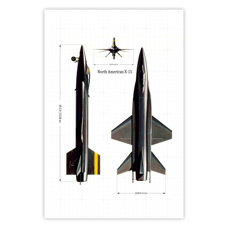 Poster North American X-15 - Rocket Plane in Projection with Dimensions