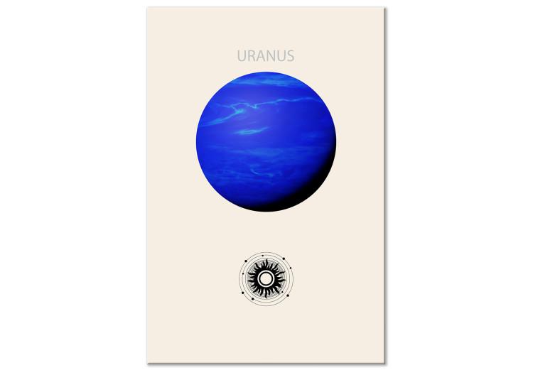 Canvas Print Uranus - The Blue Planet of the Solar System on a Cream Background