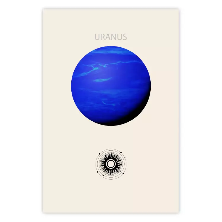 Poster Blue Uranus - Gas Giant with a Solar System in Shades of Blue