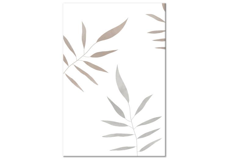 Canvas Print Watercolor Leaves - Brown and Gray Painted Plants on a White Background