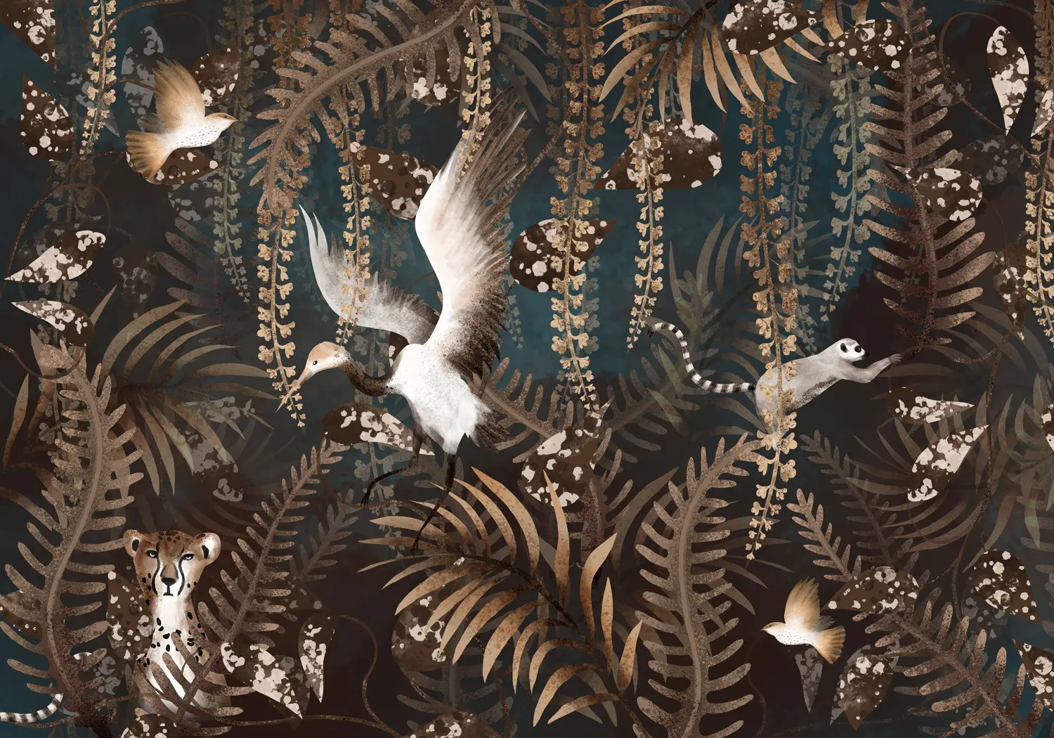 Artgeist Wall Mural Tropical Leaves 79x55 In   XXL Non Woven Wallpaper Fleece Wall Decor Photo Print Picture Image Design Flowers Nature Bird B B 0657 A A - View #7