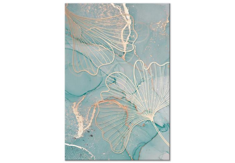 Canvas Print Golden Ginkgo - Leaves on an Abstract Background in a Glamor Style