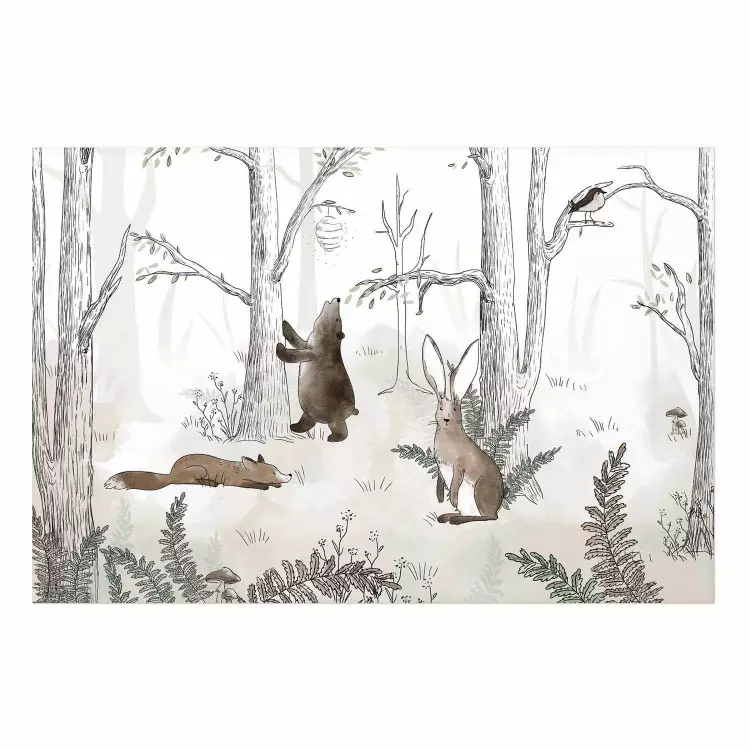 Forest Animals - Drawn Forest with Watercolor Ferns