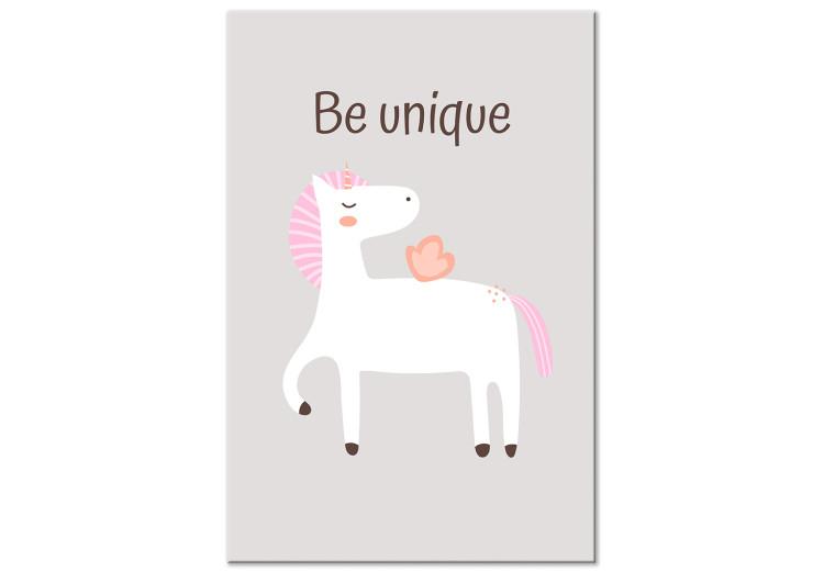 Canvas Print Be Unique (1-piece) - unicorn and motivating slogan for children