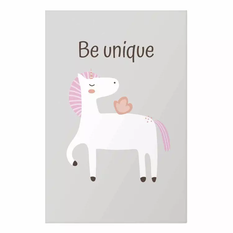Be Unique - Cheerful Unicorn and a Motivating Slogan for Kids