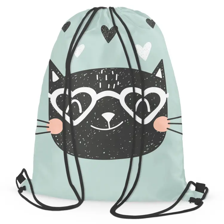 Cat in love - animal and hearts held in shades of white and black