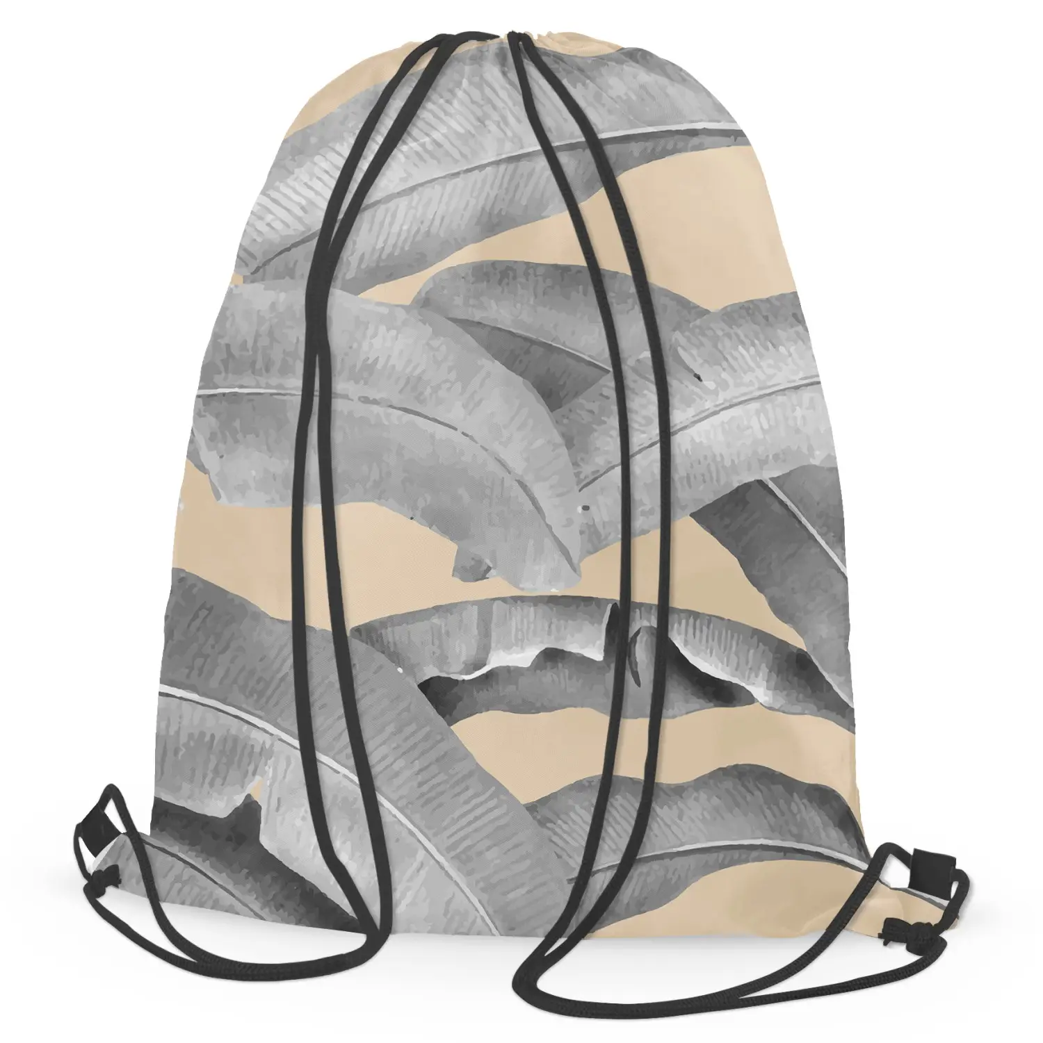 Designer backpack bag Leafy curtain in grey floral pattern with
