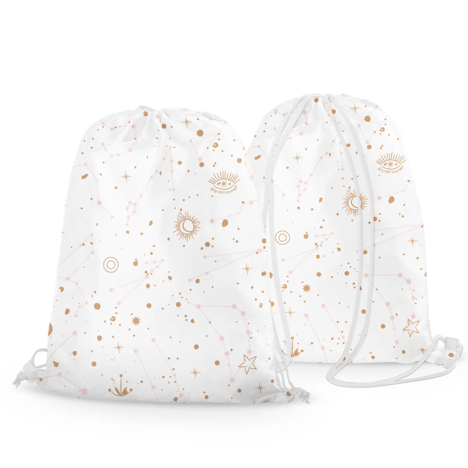 Designer backpack bag Celestial signs - stars, eye symbol and moon 